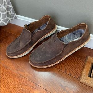 OluKai Men's Dark Brown Slip-On Loafers